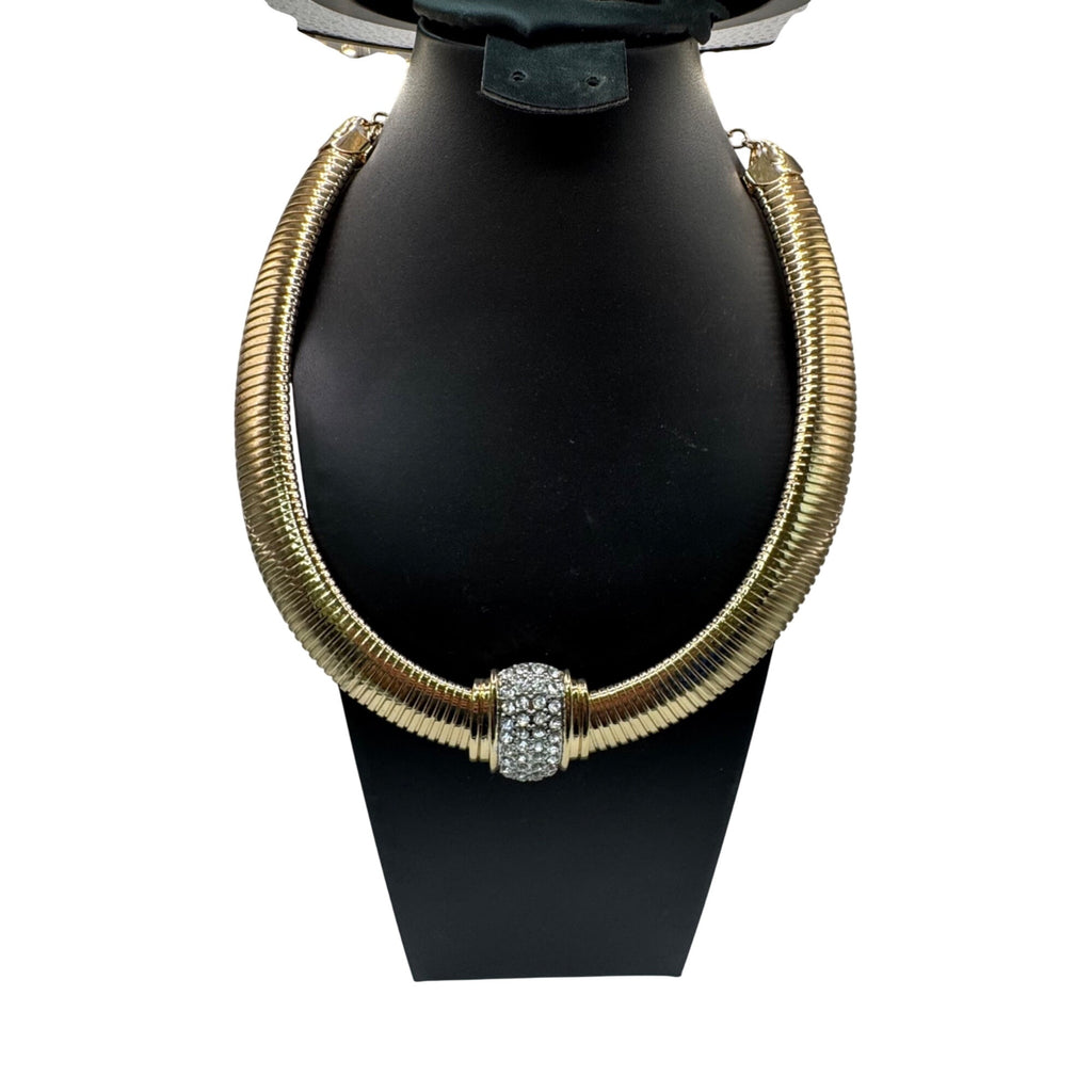 JVC Cobra Snake Choker Gold-Tone Necklace Crystal Accent By OPC Modernist MCM