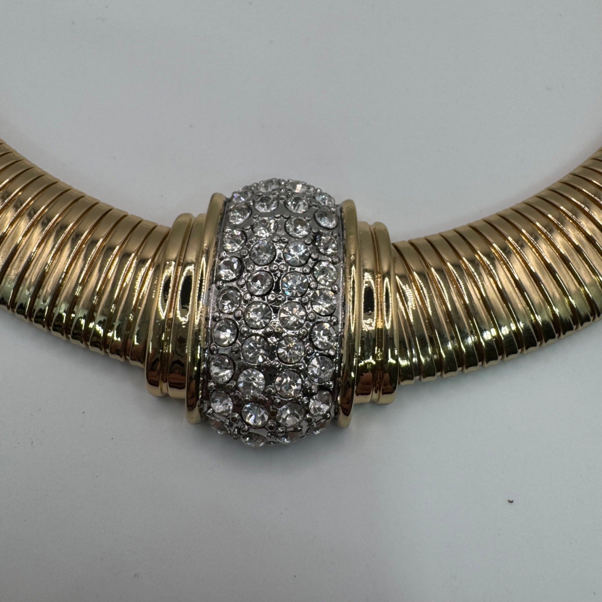 JVC Cobra Snake Choker Gold-Tone Necklace Crystal Accent By OPC Modernist MCM
