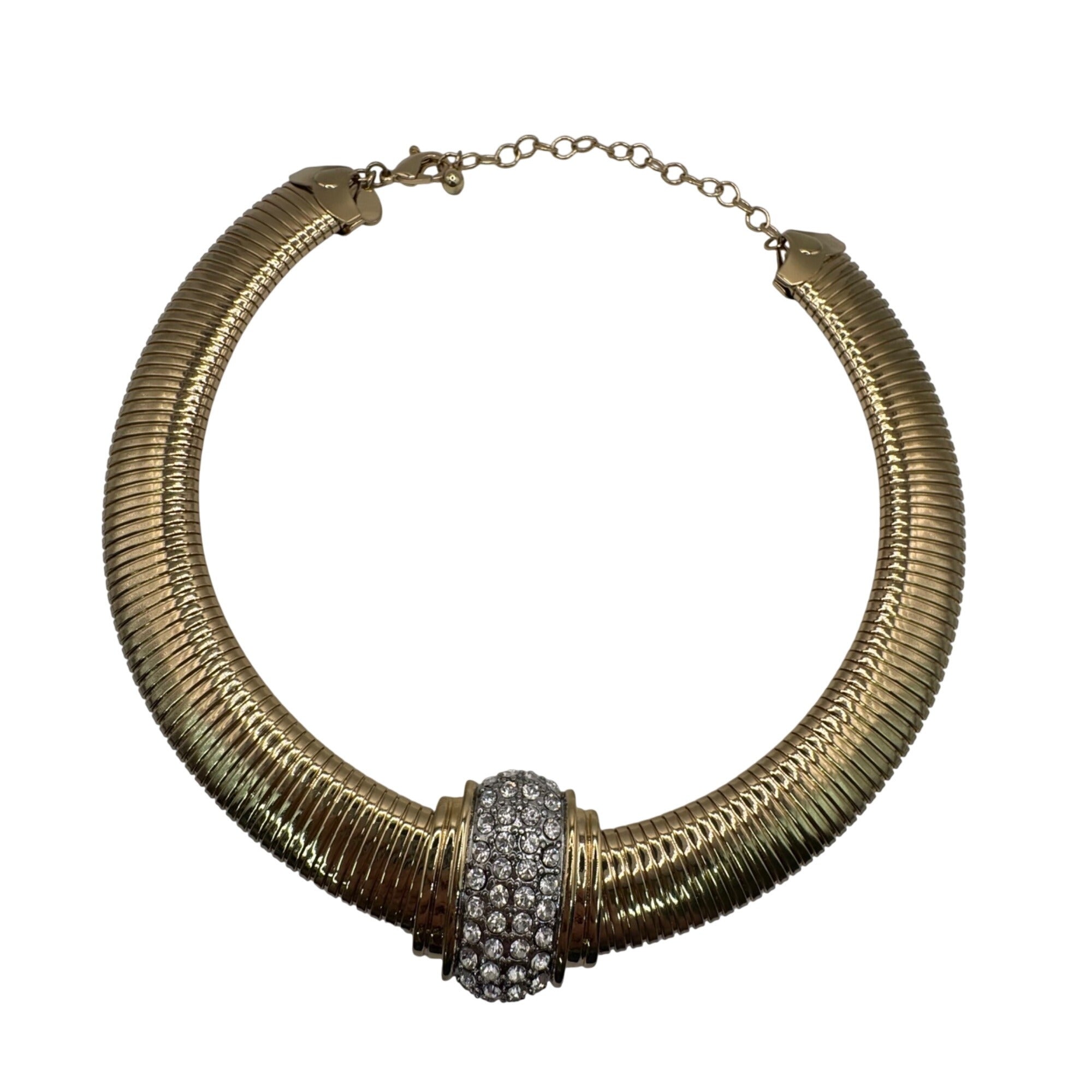 JVC Cobra Snake Choker Gold-Tone Necklace Crystal Accent By OPC Modernist MCM