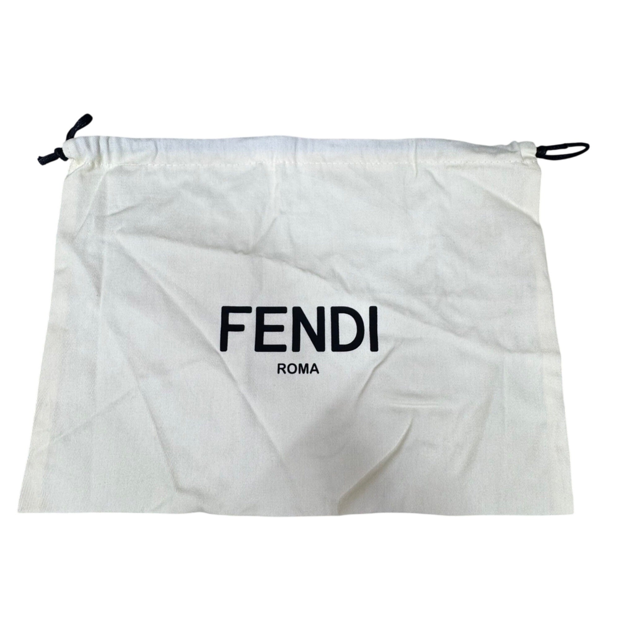 Fendi Roma Cream Dust Bag Pouch Drawstring with Black Logo 15" X 11" Authentic