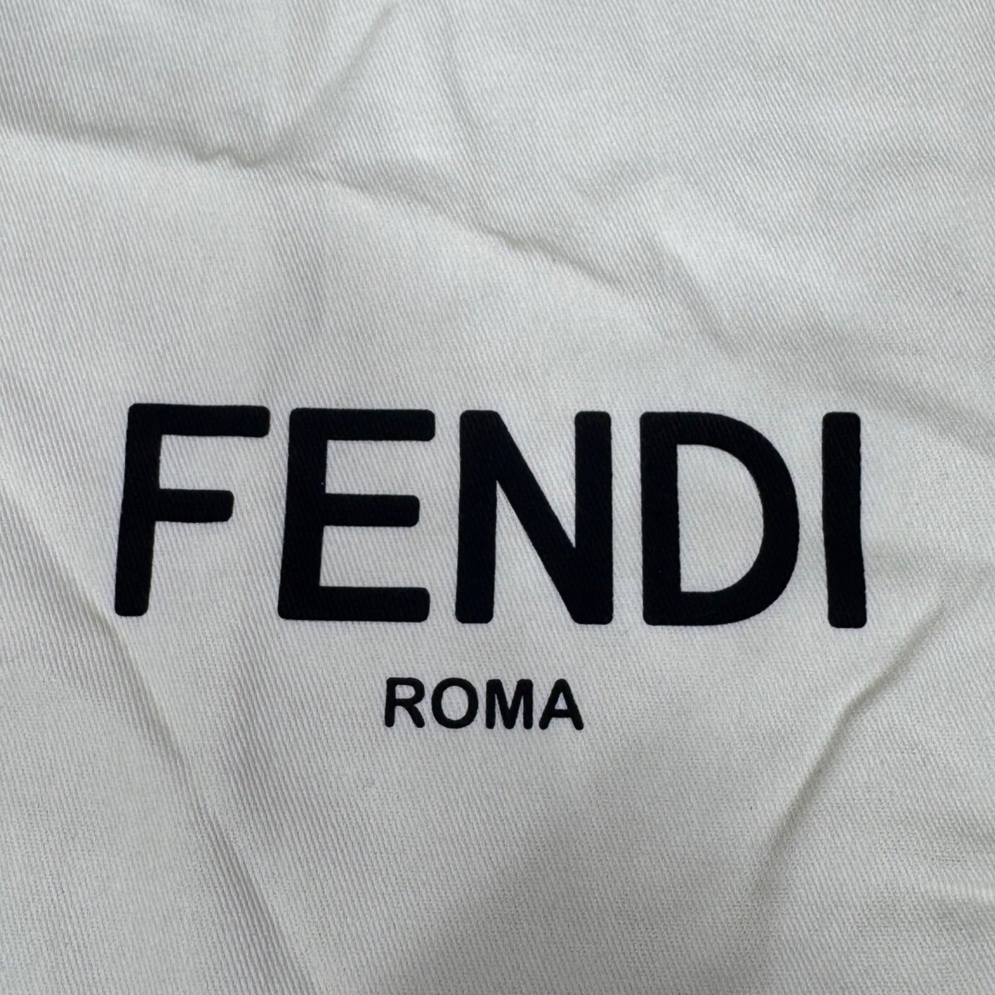 Fendi Roma Cream Dust Bag Pouch Drawstring with Black Logo 15" X 11" Authentic