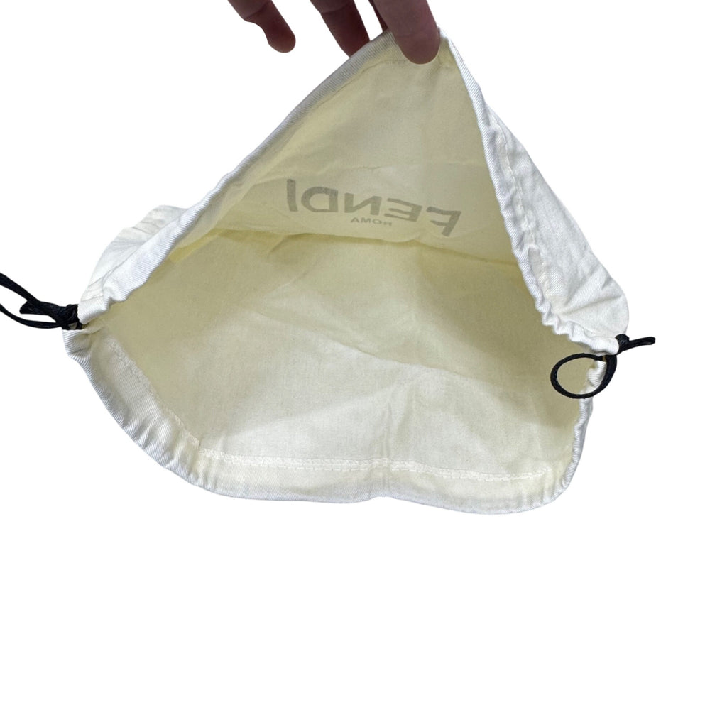 Fendi Roma Cream Dust Bag Pouch Drawstring with Black Logo 15" X 11" Authentic