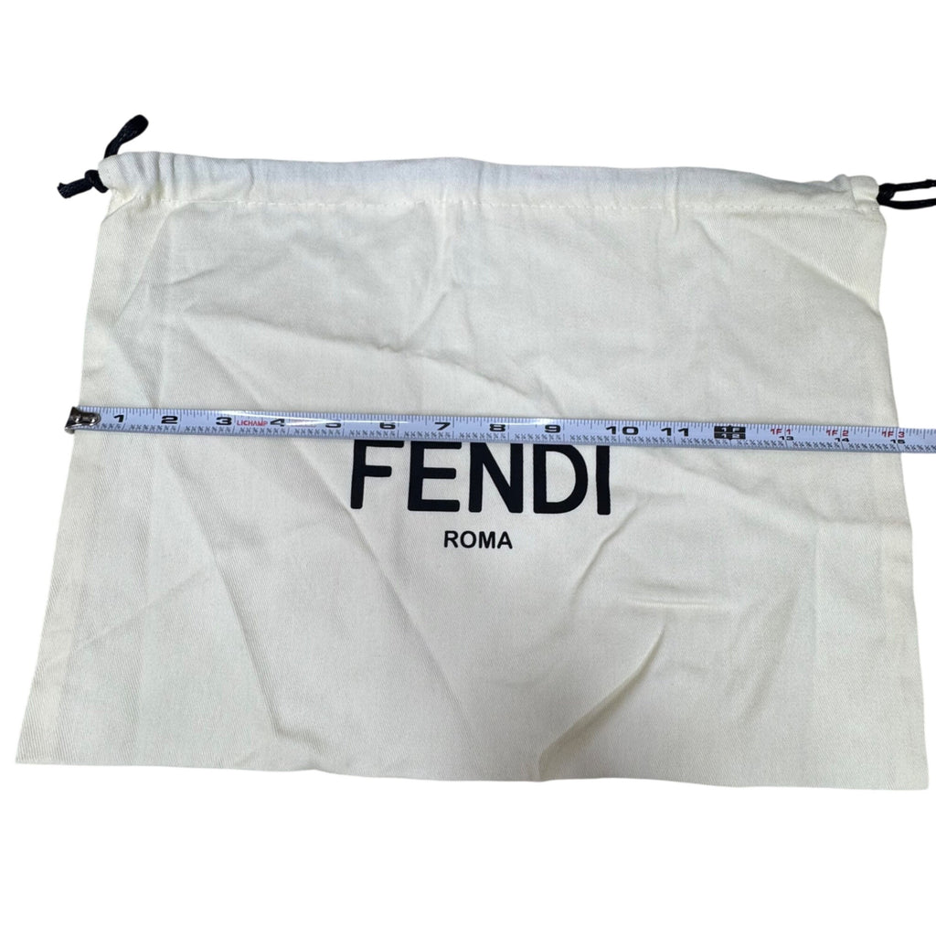 Fendi Roma Cream Dust Bag Pouch Drawstring with Black Logo 15" X 11" Authentic