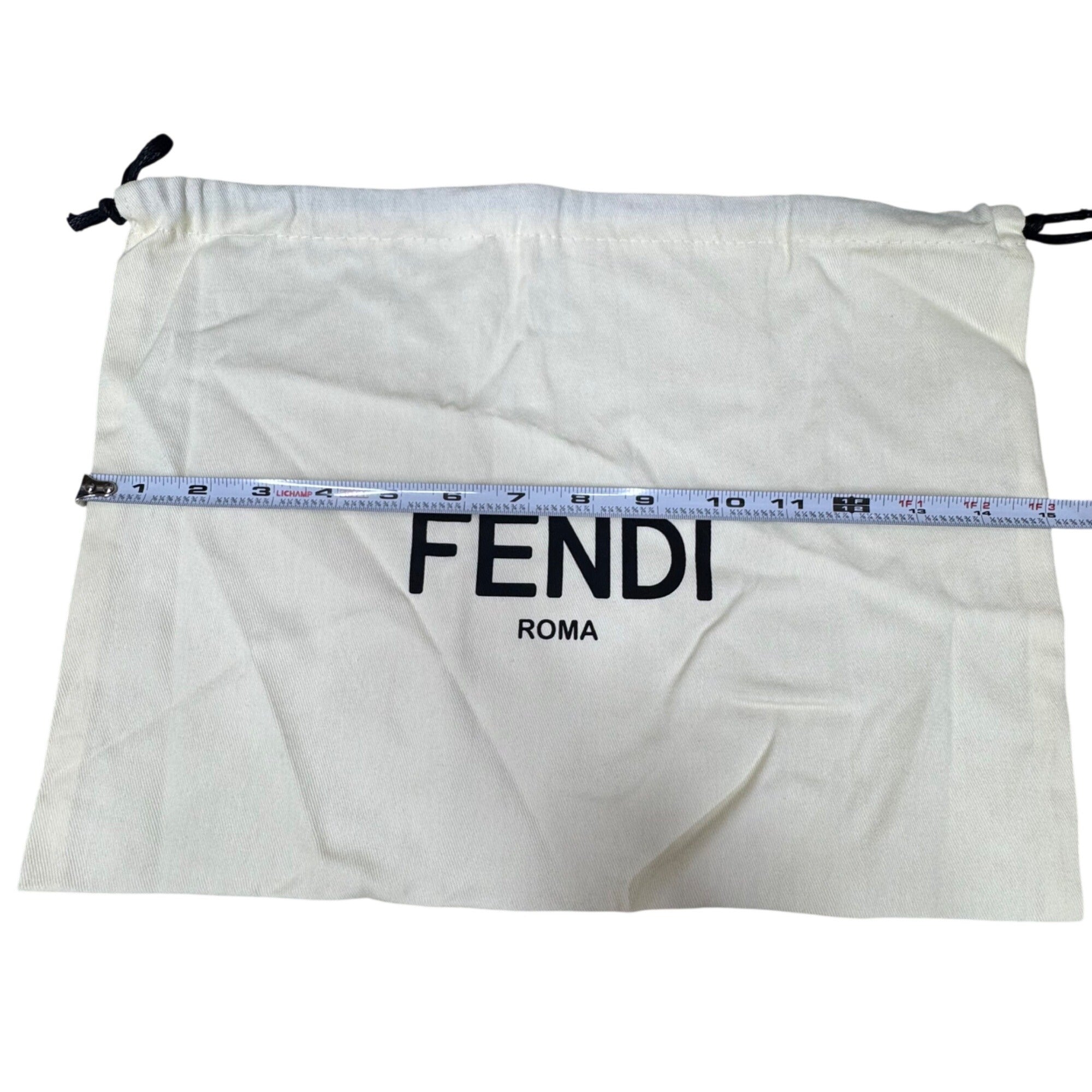 Fendi Roma Cream Dust Bag Pouch Drawstring with Black Logo 15" X 11" Authentic