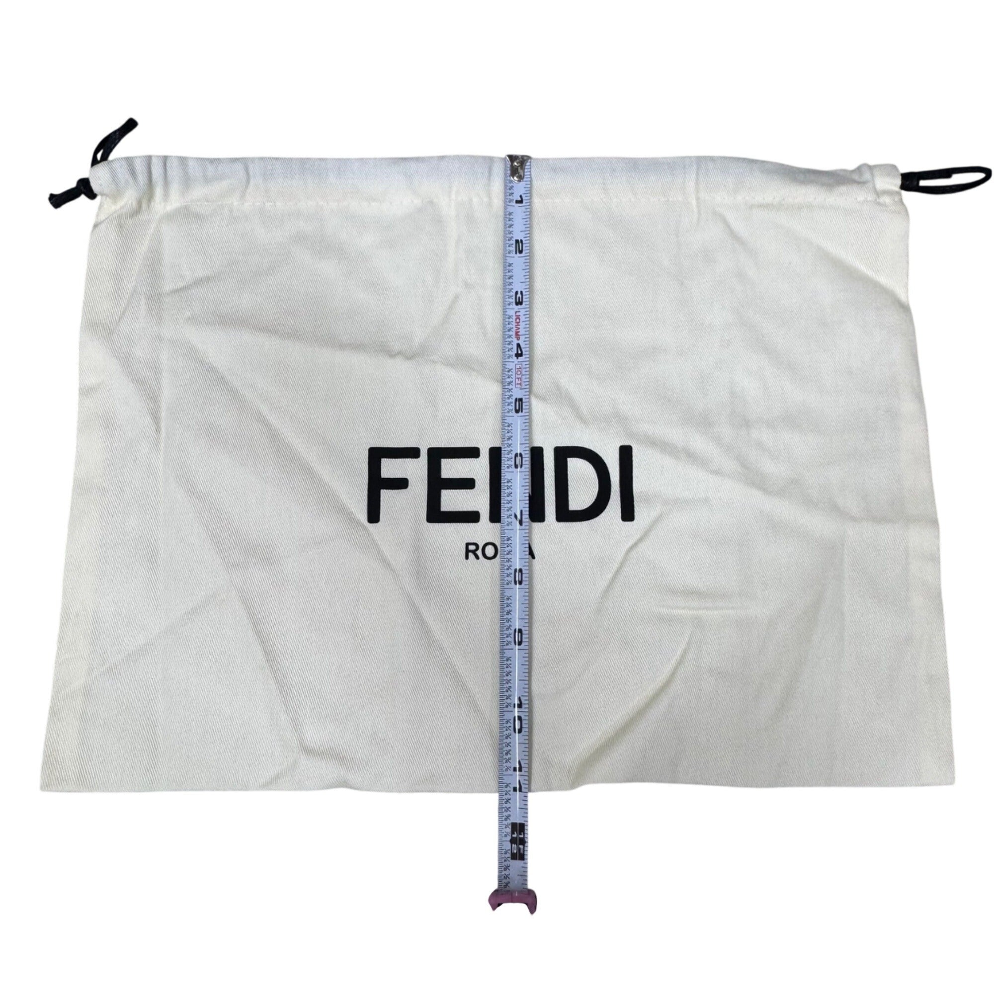 Fendi Roma Cream Dust Bag Pouch Drawstring with Black Logo 15" X 11" Authentic