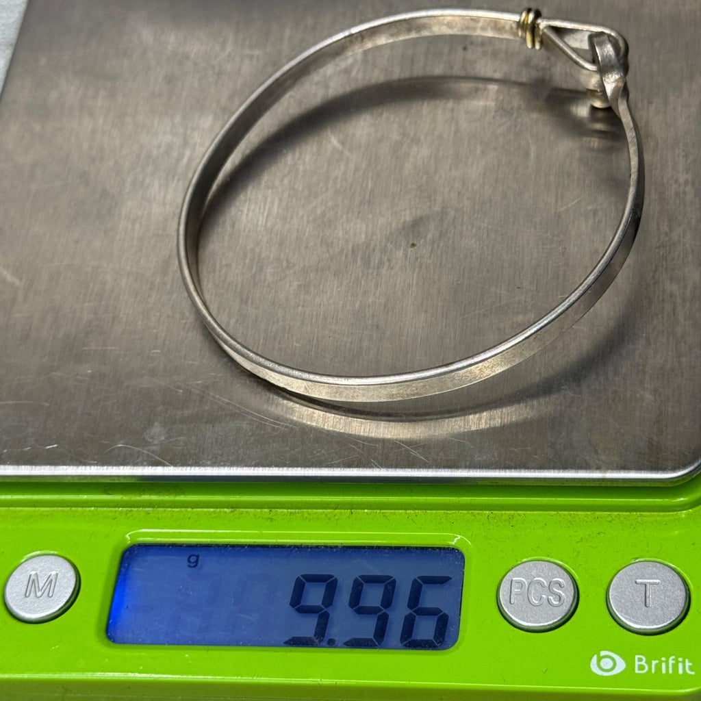 Sterling Silver 925 Hook Clasp Bangle Bracelet 7" Minimalist Stacking 9.96g