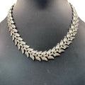 Trifari Silver-Tone Vintage Leaf Serpent Motif Link Necklace 14" Art Deco Choker