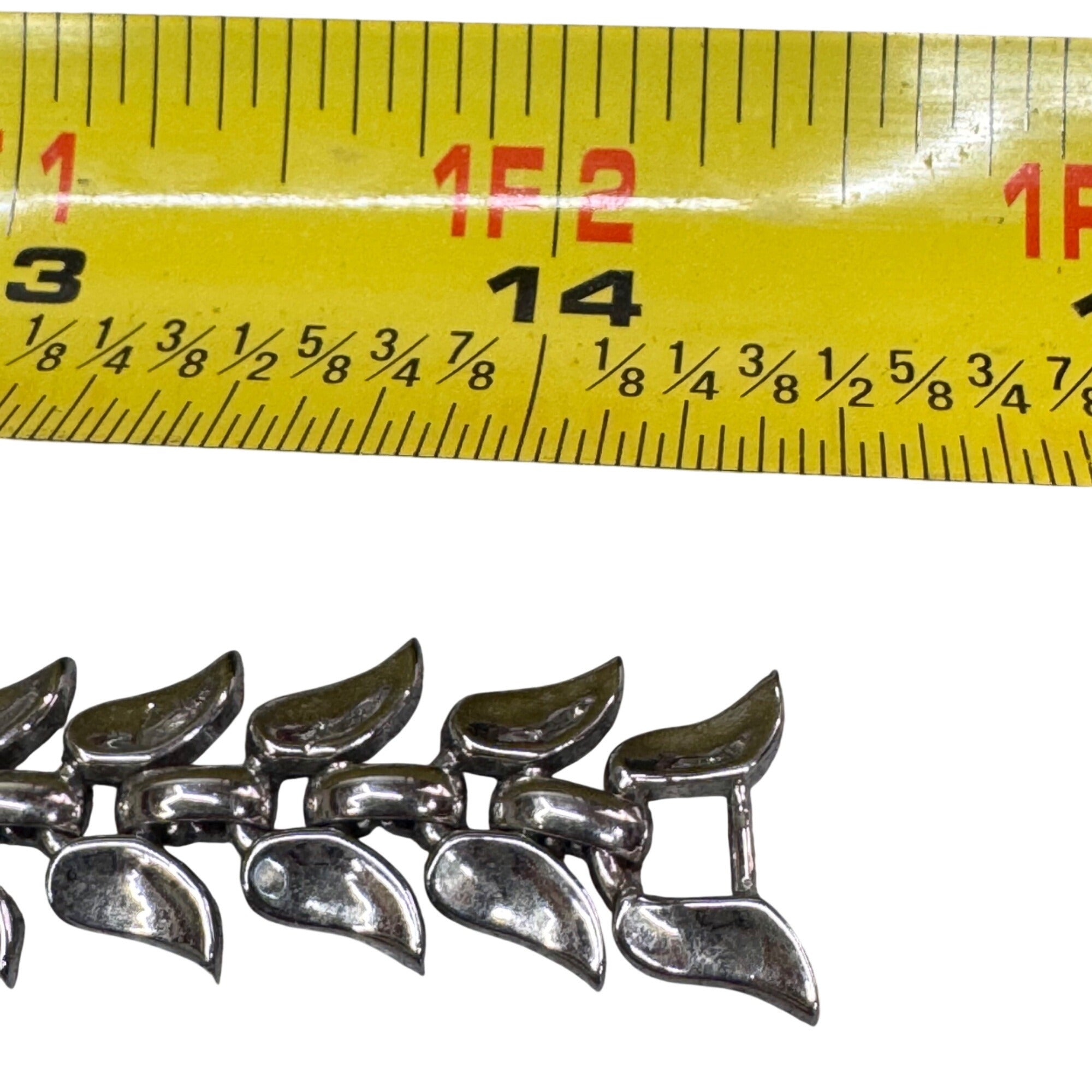 Trifari Silver-Tone Vintage Leaf Serpent Motif Link Necklace 14" Art Deco Choker