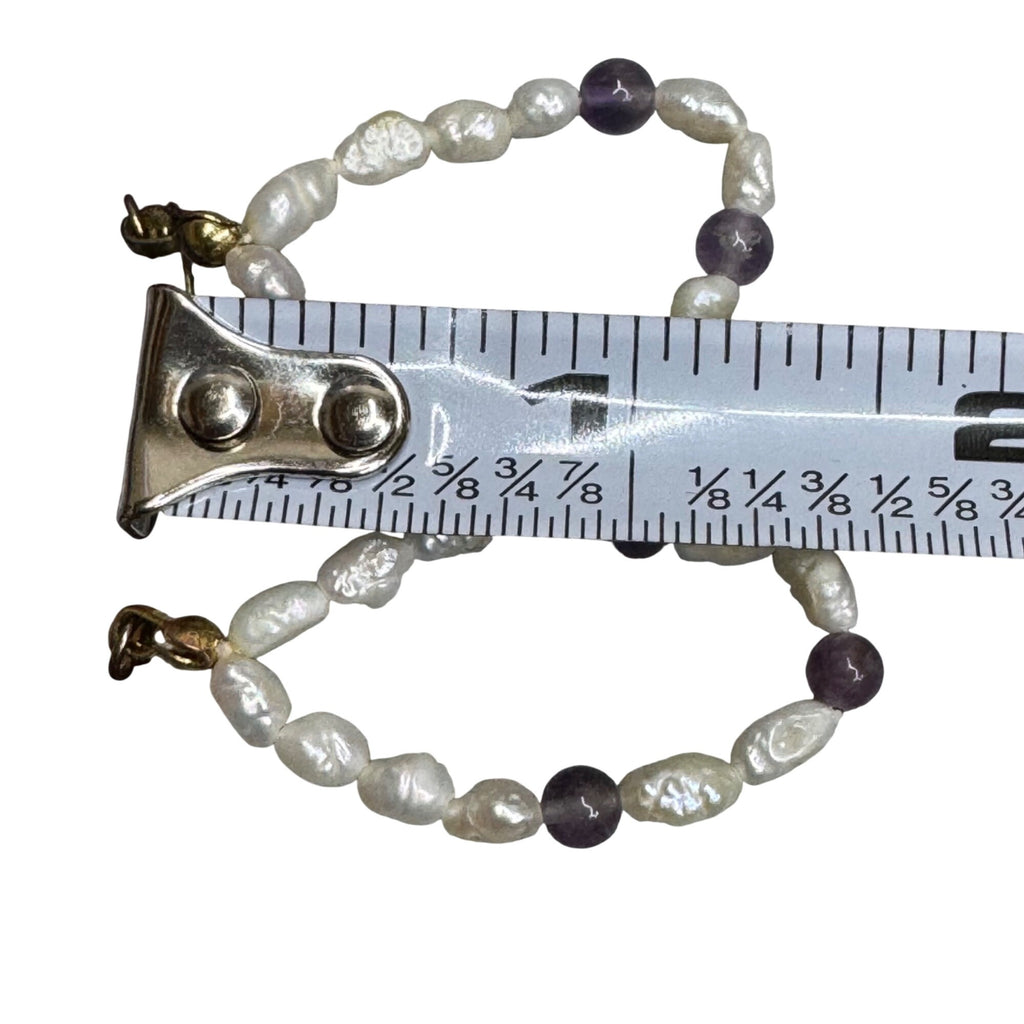 Freshwater Pearl & Amethyst Jewelry Set Earrings Bracelet Ring M.B.C Hong Kong