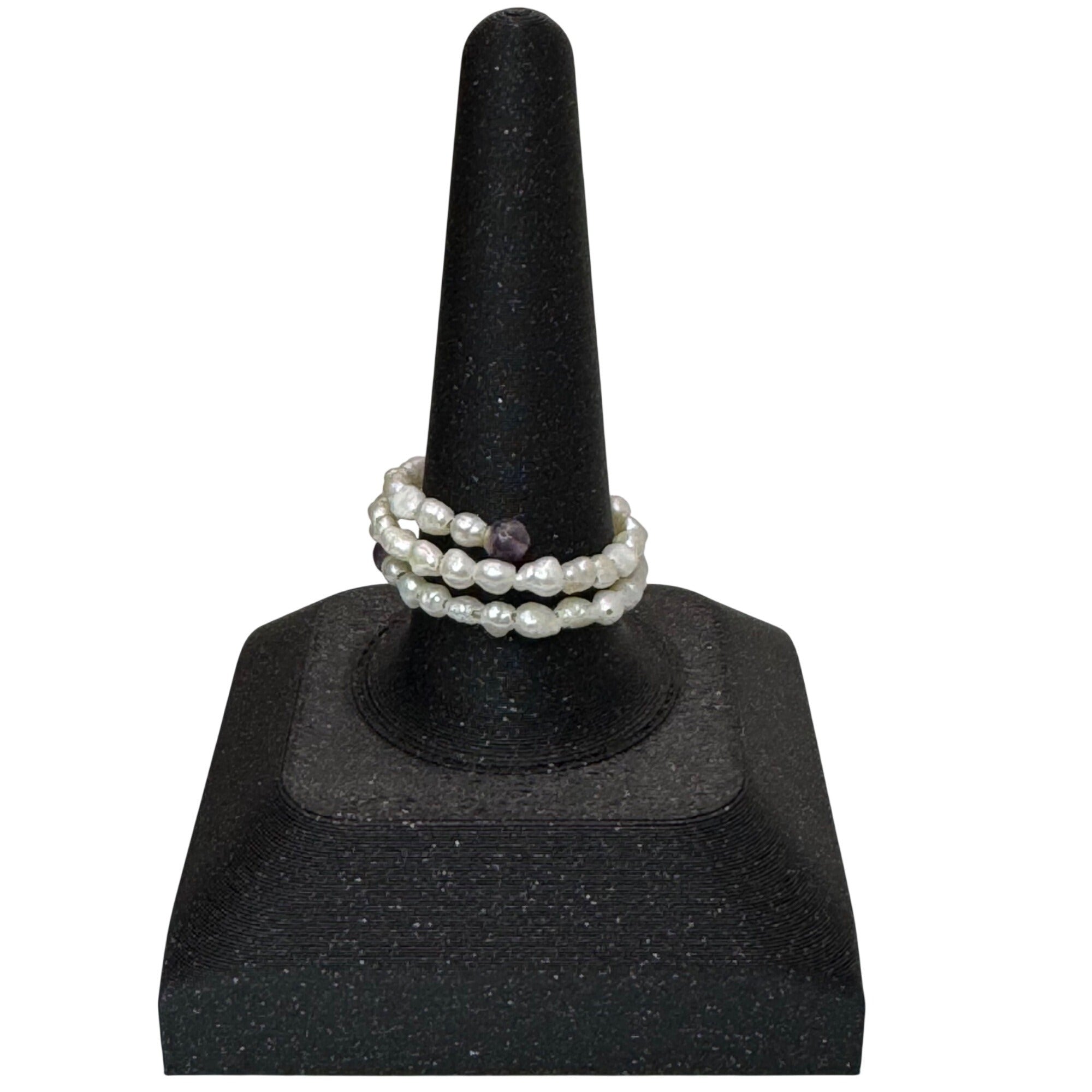 Freshwater Pearl & Amethyst Jewelry Set Earrings Bracelet Ring M.B.C Hong Kong
