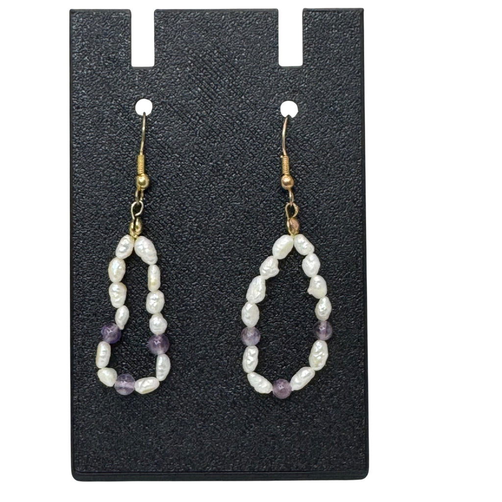 Freshwater Pearl & Amethyst Jewelry Set Earrings Bracelet Ring M.B.C Hong Kong