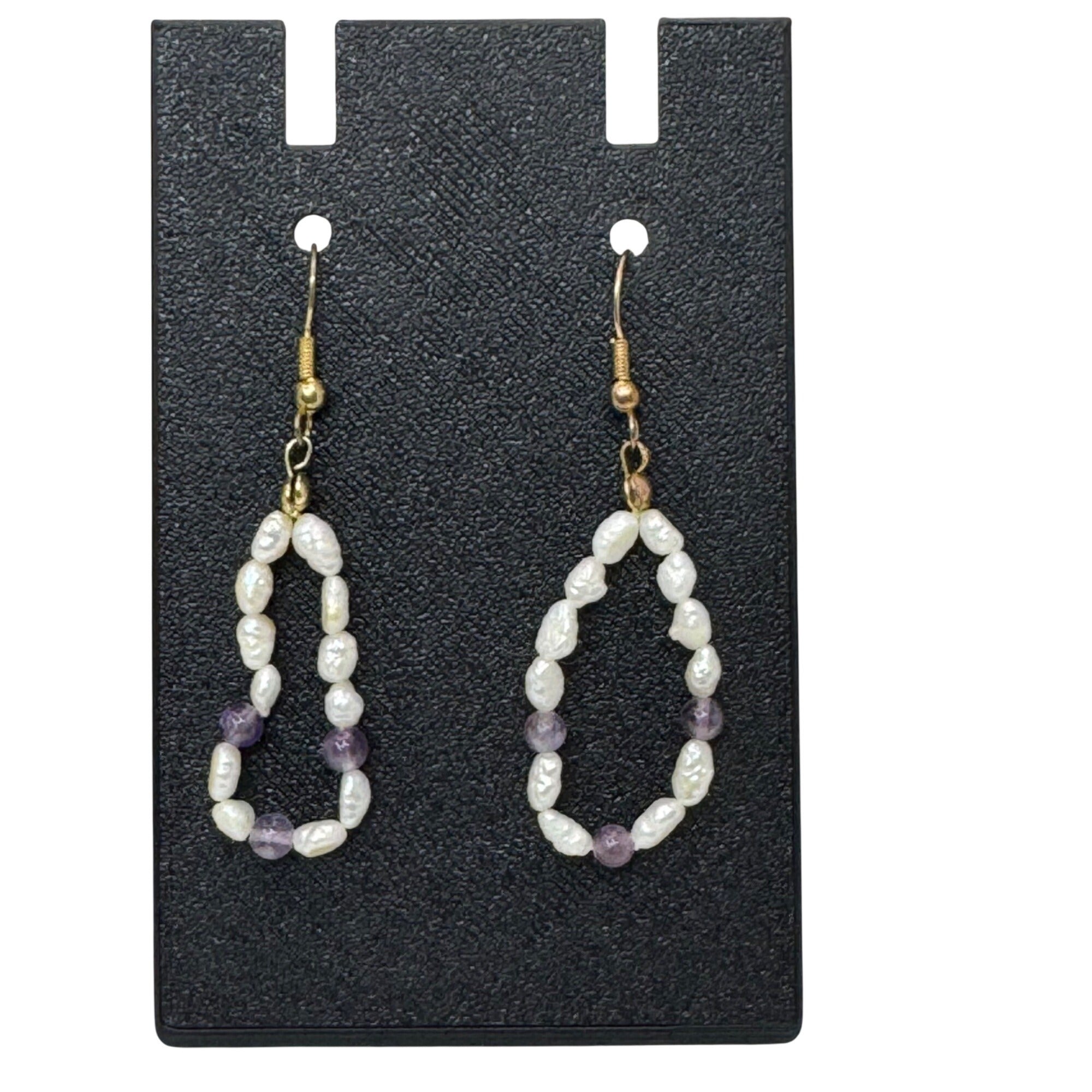 Freshwater Pearl & Amethyst Jewelry Set Earrings Bracelet Ring M.B.C Hong Kong