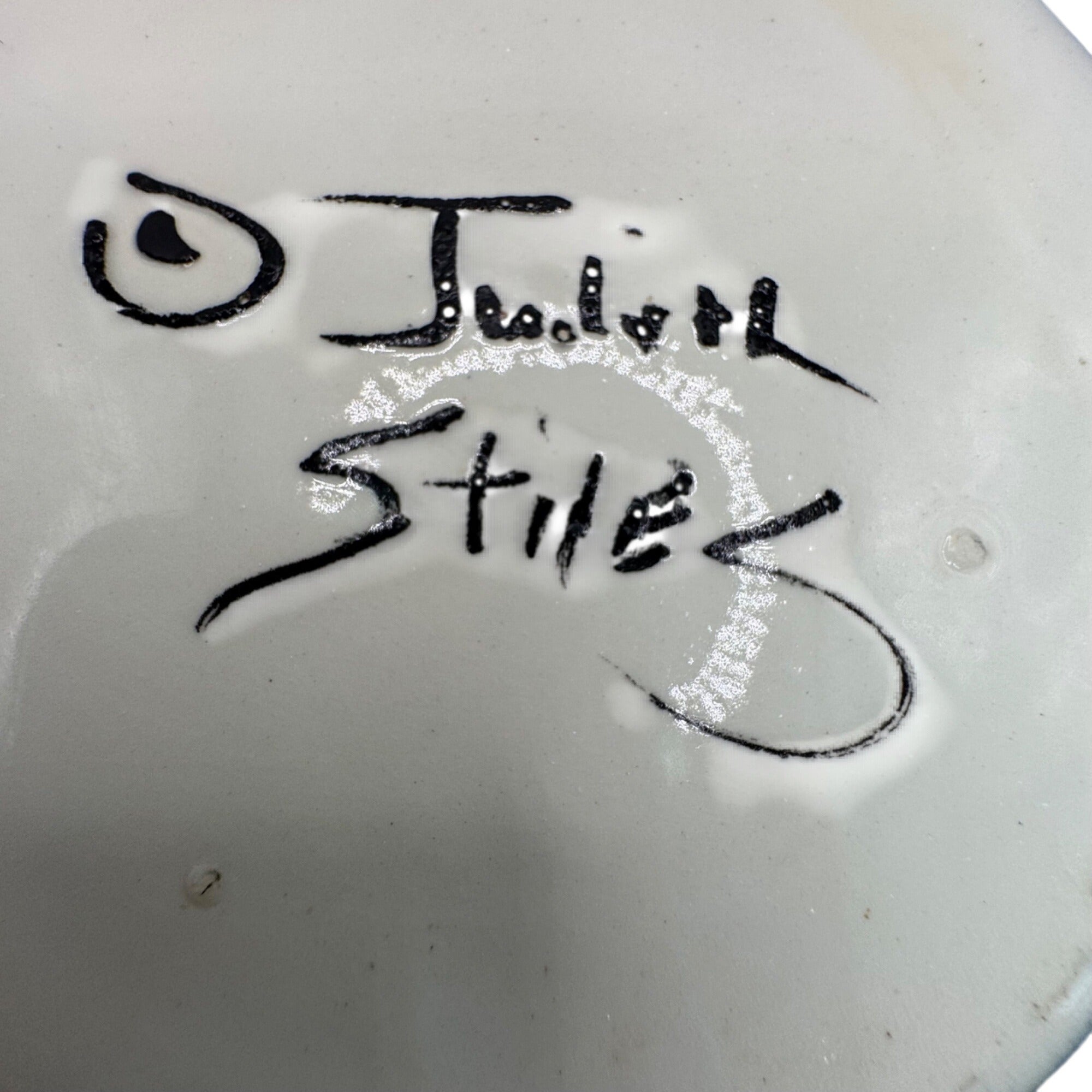 Vintage Judith Stiles Ceramic Jar Trinket Box w Lid Cat & Heart Design 4" Casket