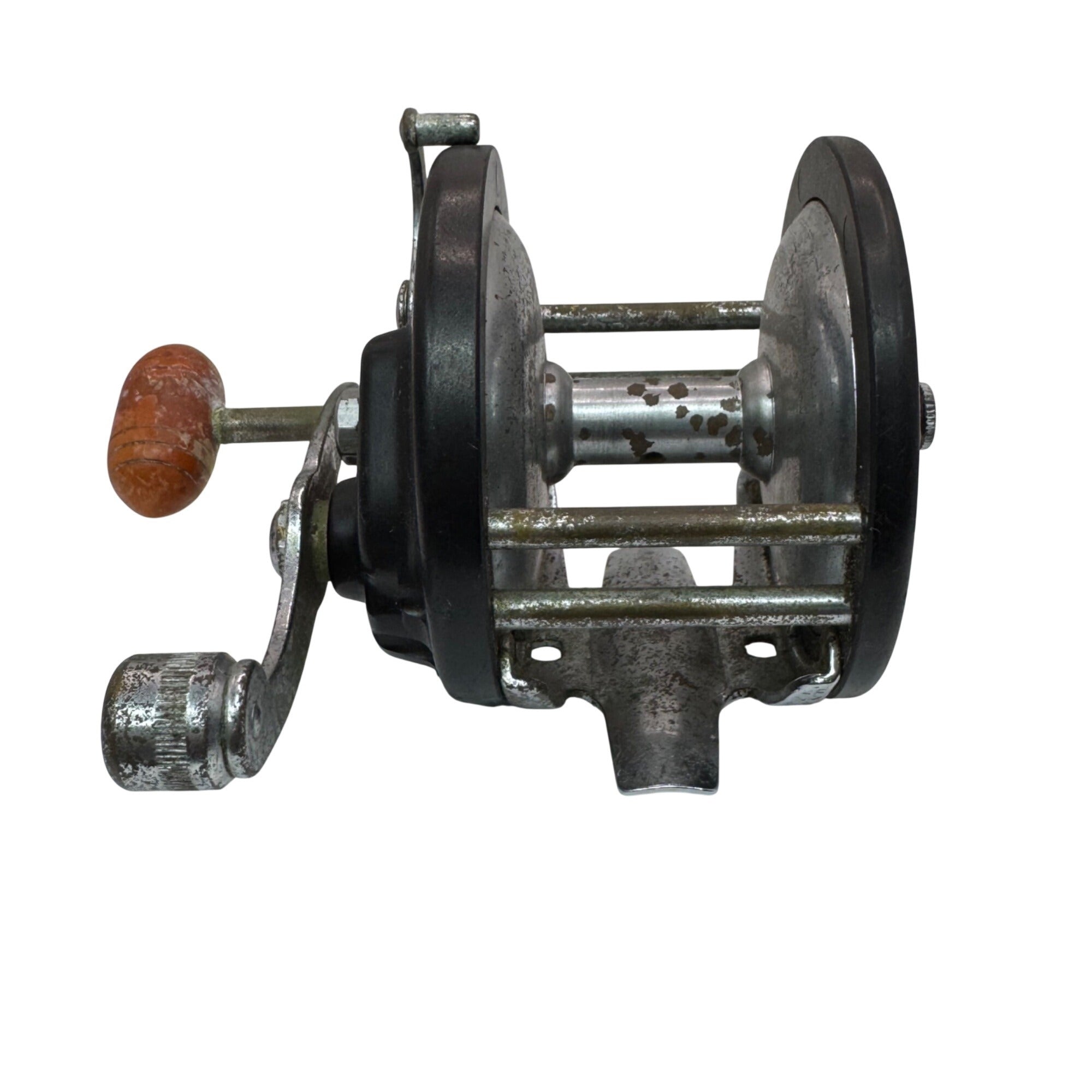 J.C. Higgins Model 311.3164 Vintage Fishing Reel Wooden Handle Saltwater Large