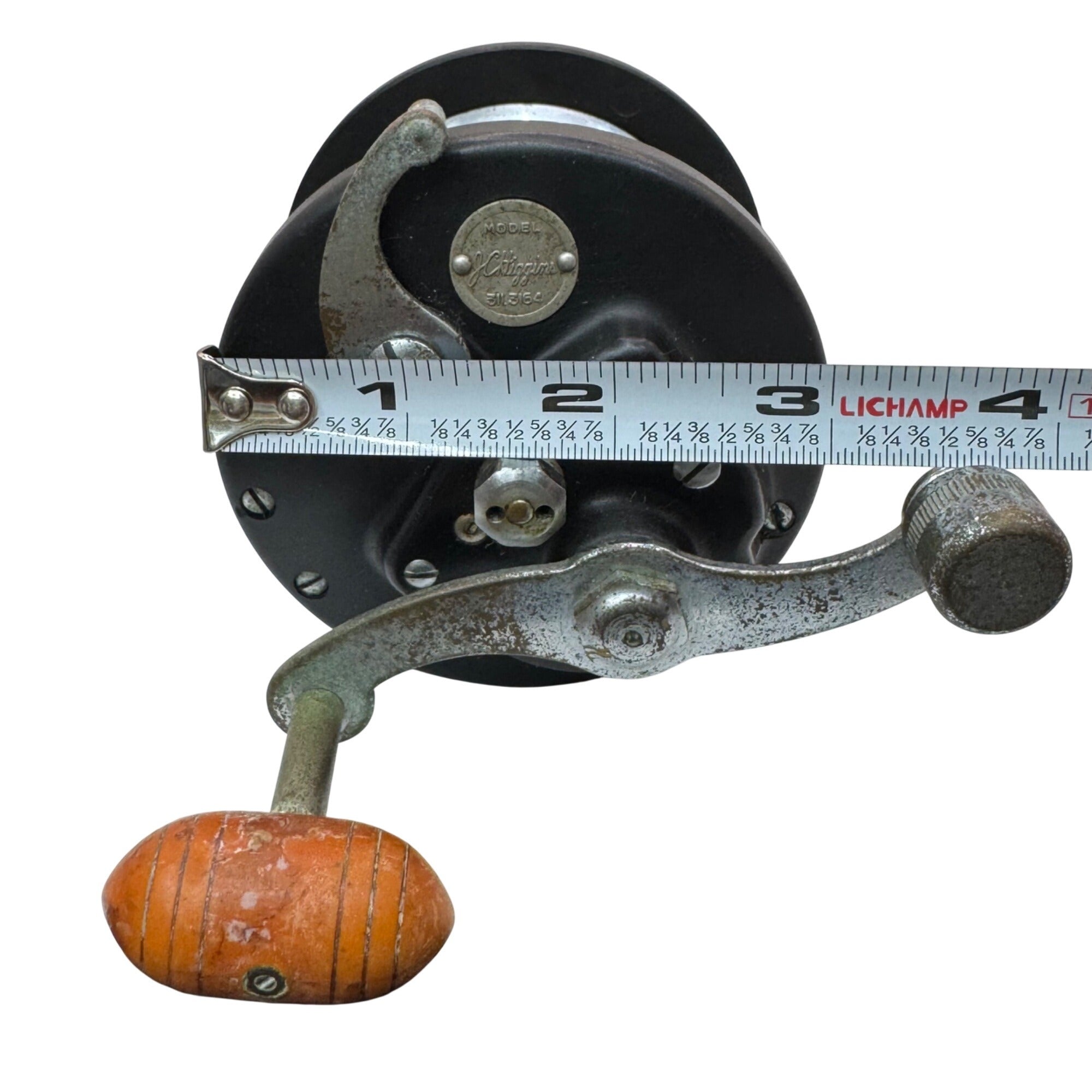 J.C. Higgins Model 311.3164 Vintage Fishing Reel Wooden Handle Saltwater Large