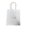 Christian Dior Gold Logo Embossed White Boutique Gift Bag Rope Handles 5.25” X 6
