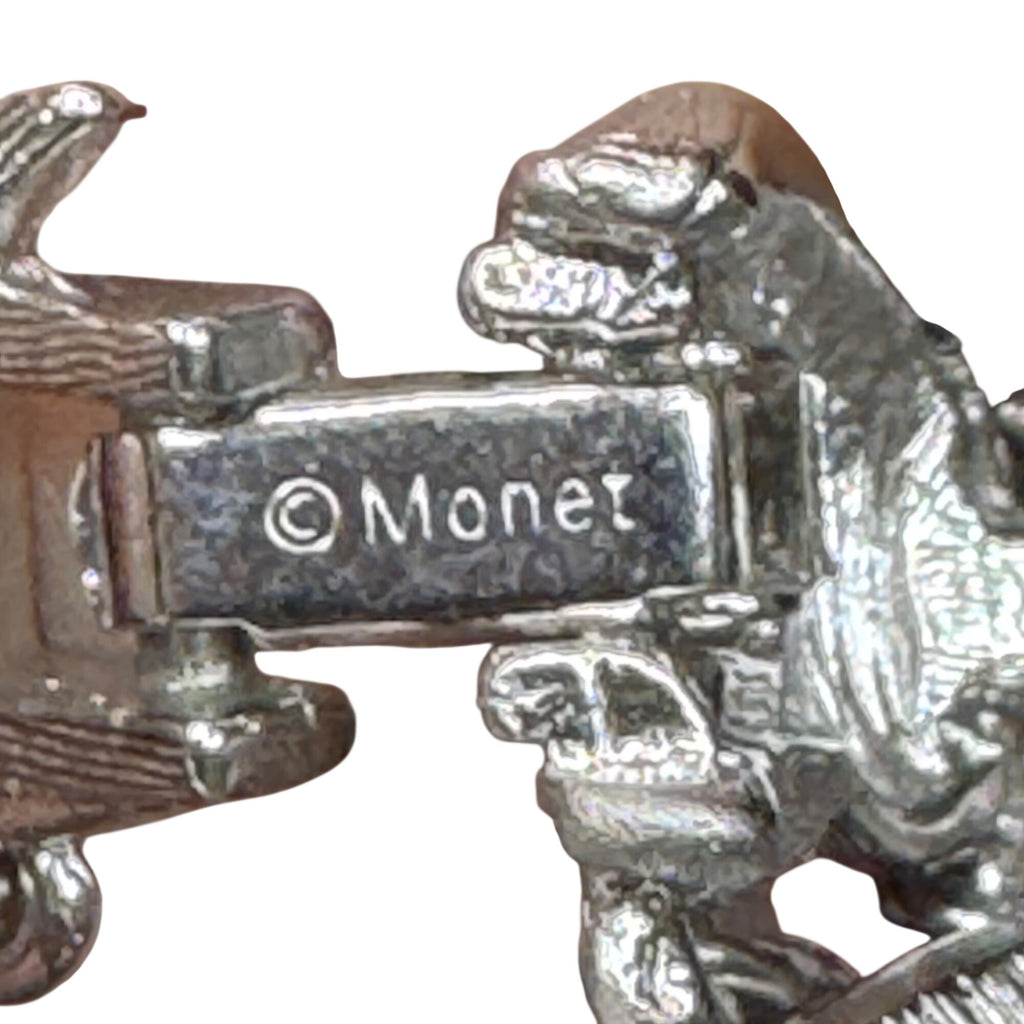 Vintage Monet Silver-Tone Textured Leaf Link Bracelet Vintage 6.25” Elegant