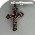 Antique Sterling Silver Crucifix Pendant Detailed Jesus Figure Religious Jewelry