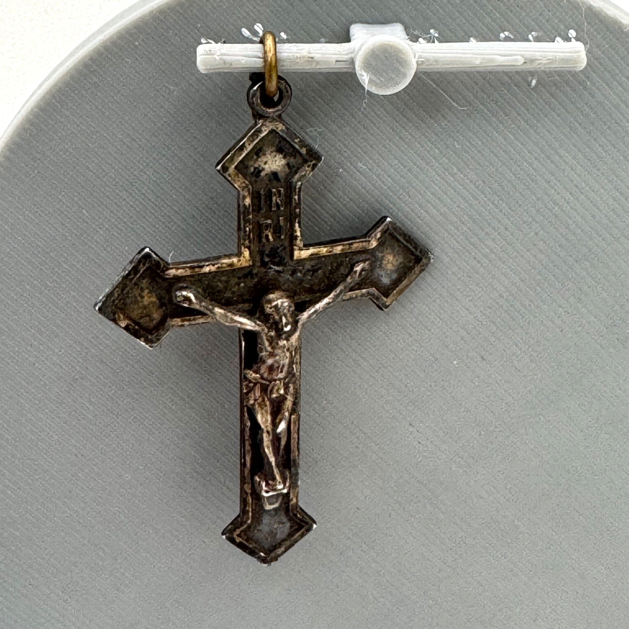 Antique Sterling Silver Crucifix Pendant Detailed Jesus Figure Religious Jewelry