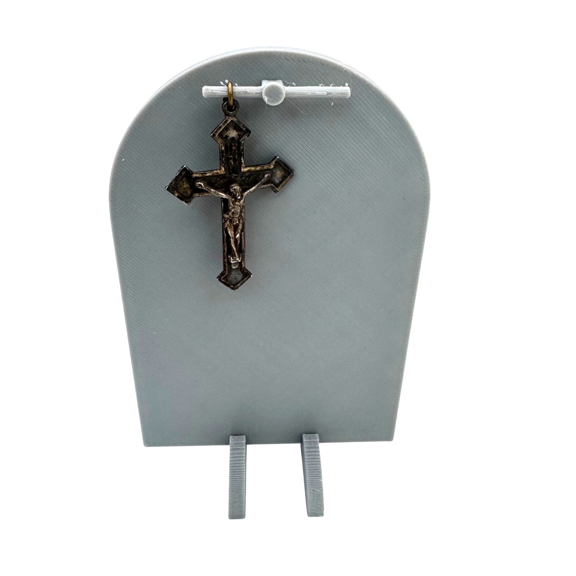 Antique Sterling Silver Crucifix Pendant Detailed Jesus Figure Religious Jewelry