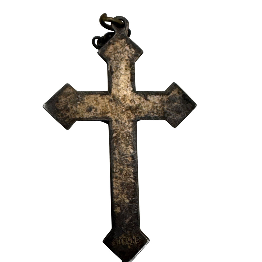 Antique Sterling Silver Crucifix Pendant Detailed Jesus Figure Religious Jewelry