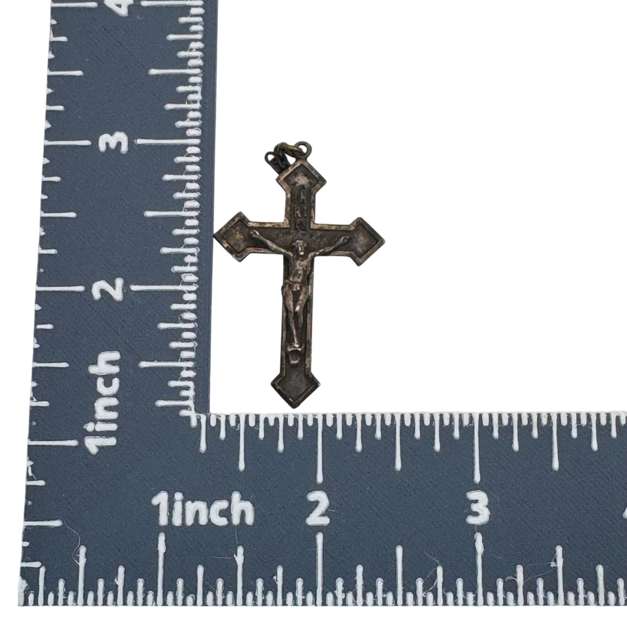 Antique Sterling Silver Crucifix Pendant Detailed Jesus Figure Religious Jewelry