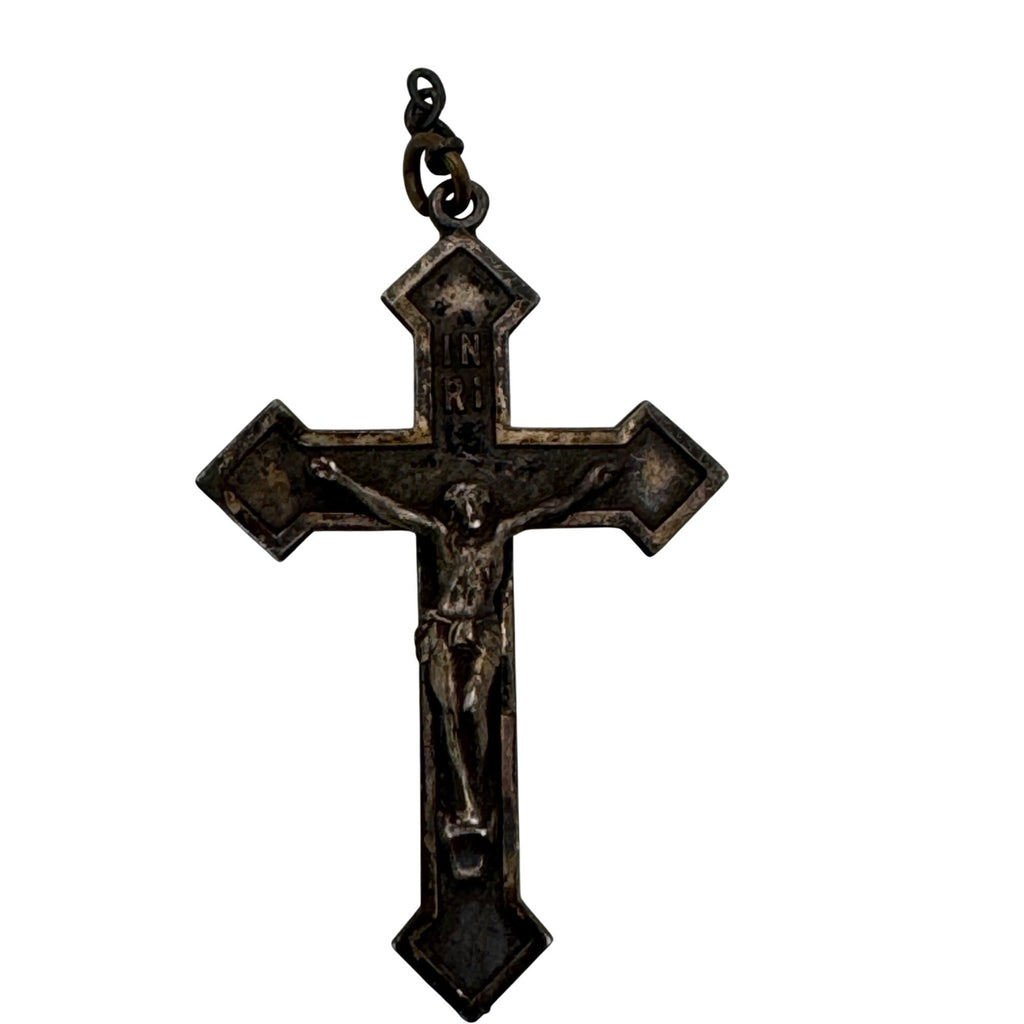 Antique Sterling Silver Crucifix Pendant Detailed Jesus Figure Religious Jewelry