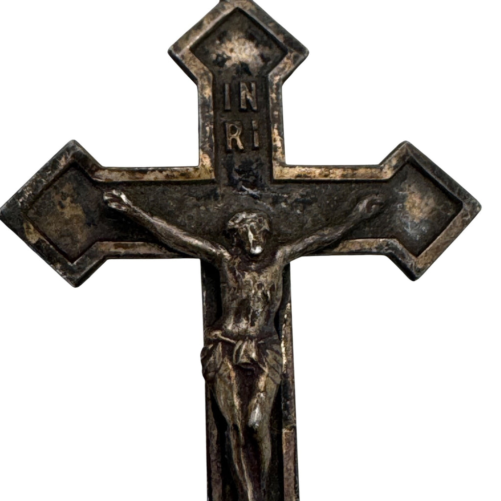 Antique Sterling Silver Crucifix Pendant Detailed Jesus Figure Religious Jewelry
