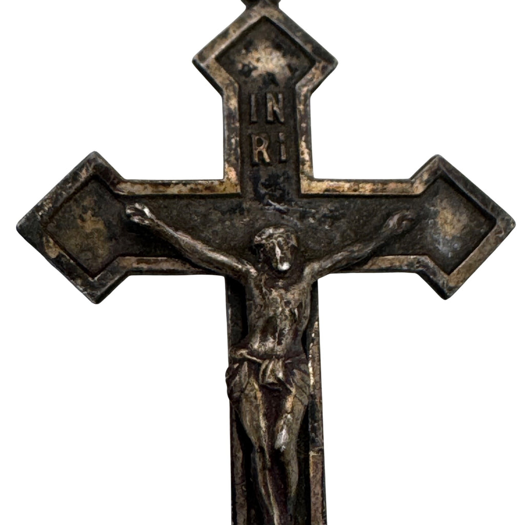 Antique Sterling Silver Crucifix Pendant Detailed Jesus Figure Religious Jewelry