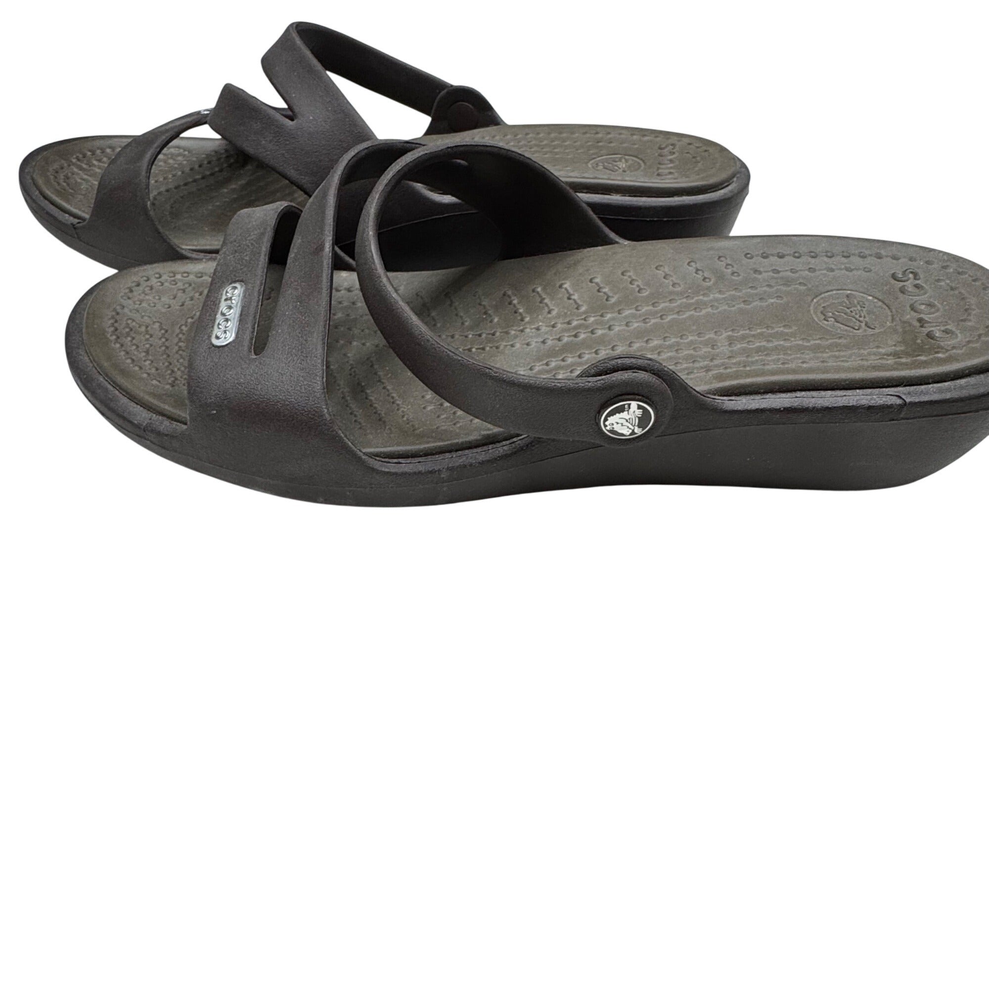 Crocs Patricia Women's Wedge Sandals Brown Multi Strap 7 Casual Comfort Shoes