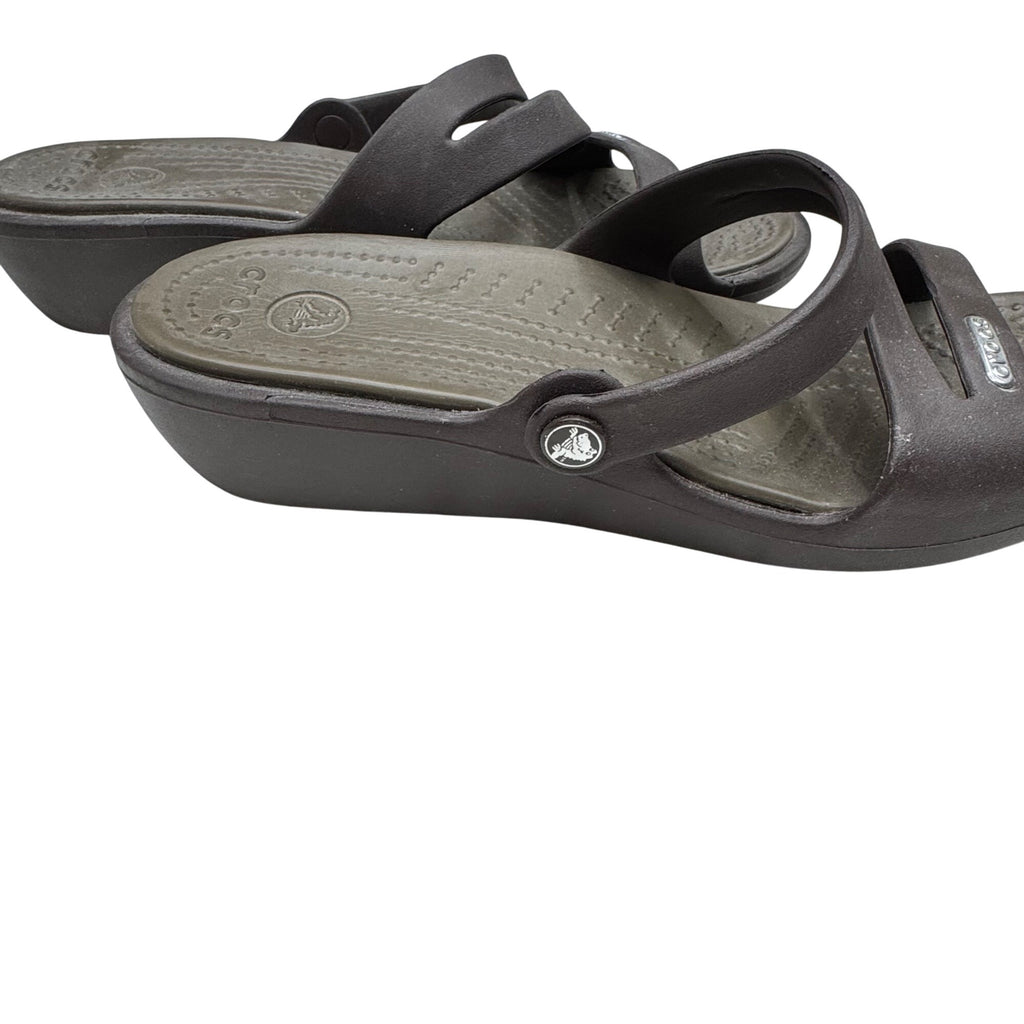 Crocs Patricia Women's Wedge Sandals Brown Multi Strap 7 Casual Comfort Shoes
