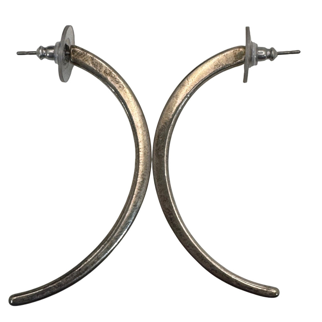 Vintage Sterling Silver Open Half Hoop Earrings Lightweight Classic Design 2.25"