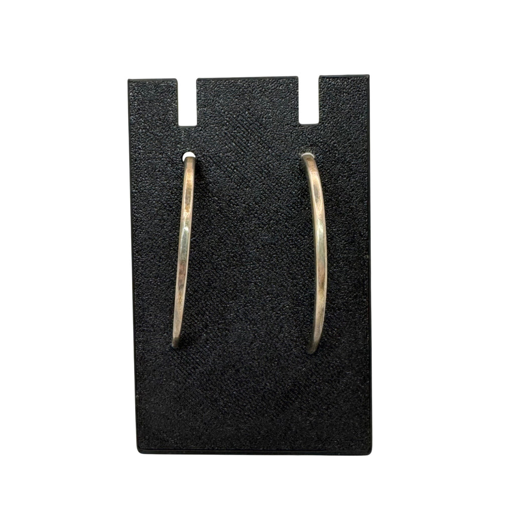 Vintage Sterling Silver Open Half Hoop Earrings Lightweight Classic Design 2.25"