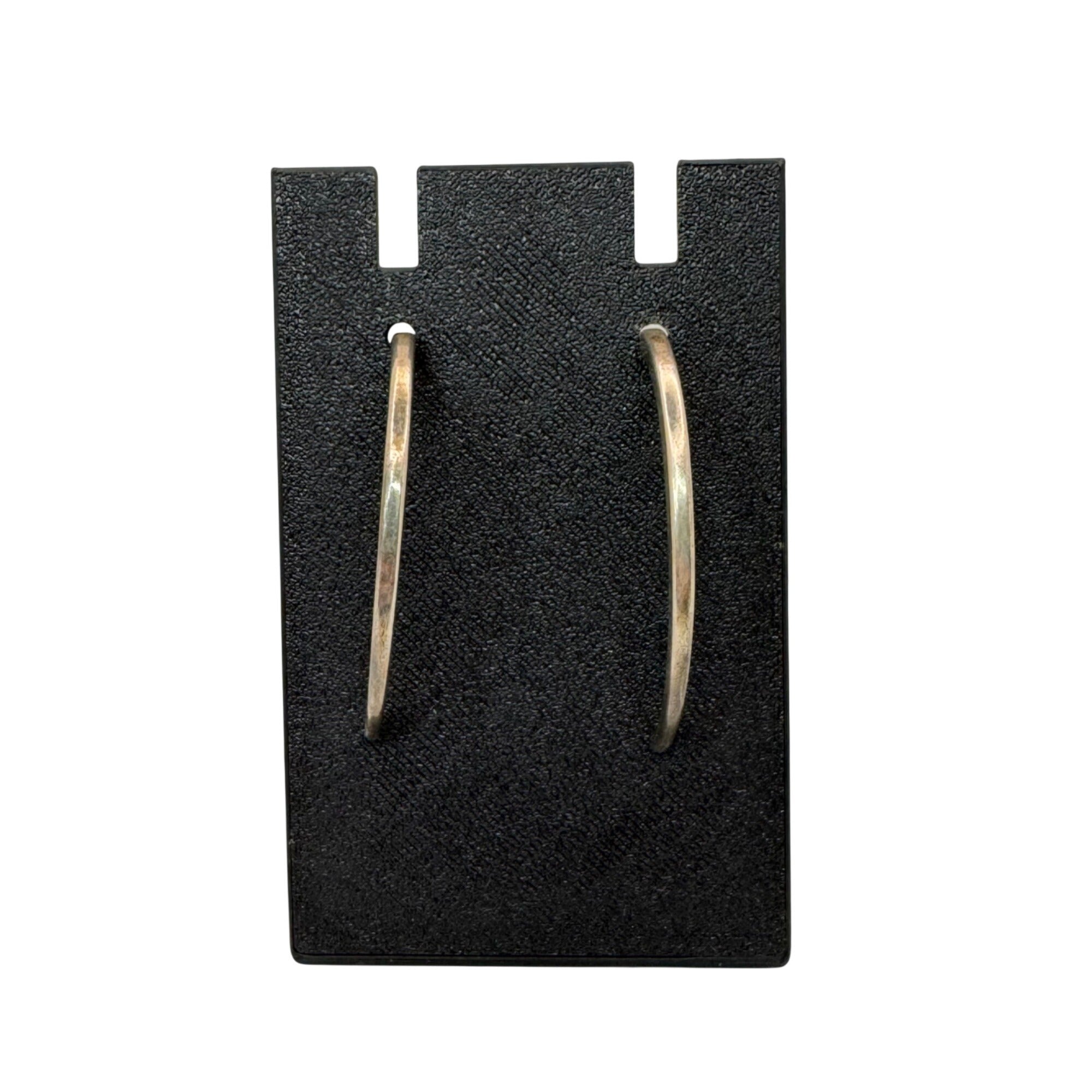 Vintage Sterling Silver Open Half Hoop Earrings Lightweight Classic Design 2.25"