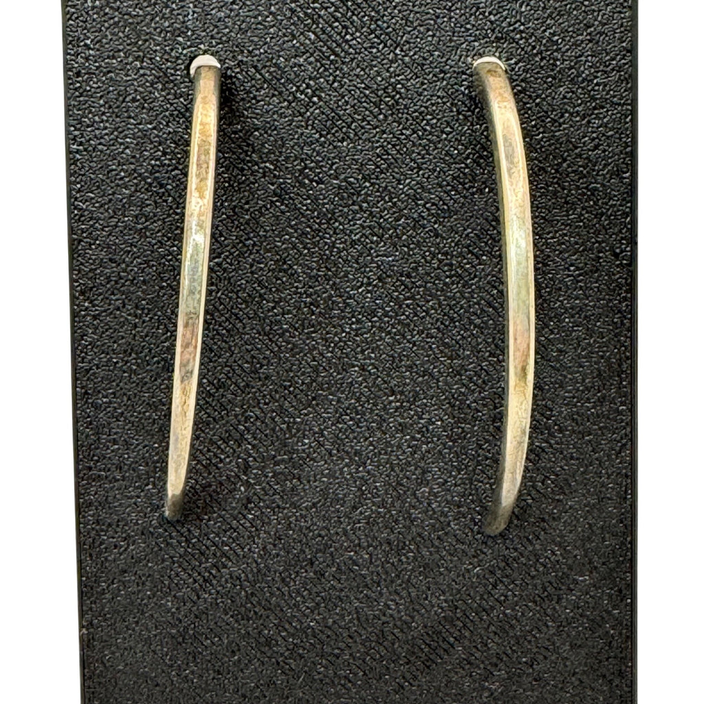 Vintage Sterling Silver Open Half Hoop Earrings Lightweight Classic Design 2.25"
