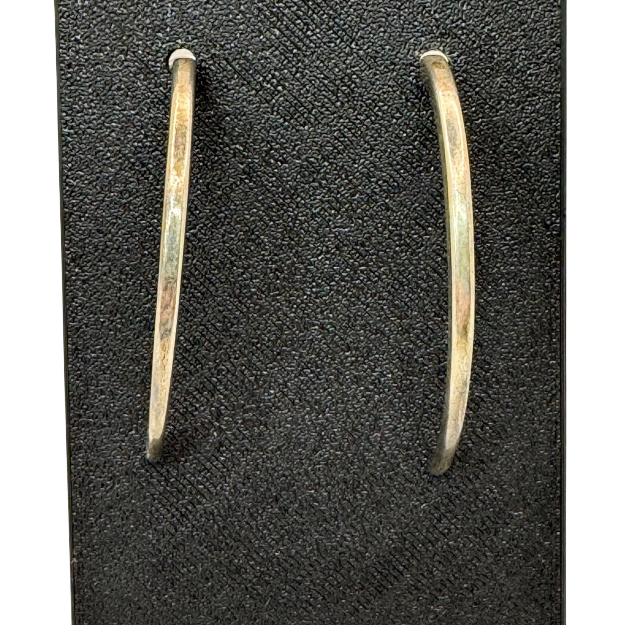 Vintage Sterling Silver Open Half Hoop Earrings Lightweight Classic Design 2.25"