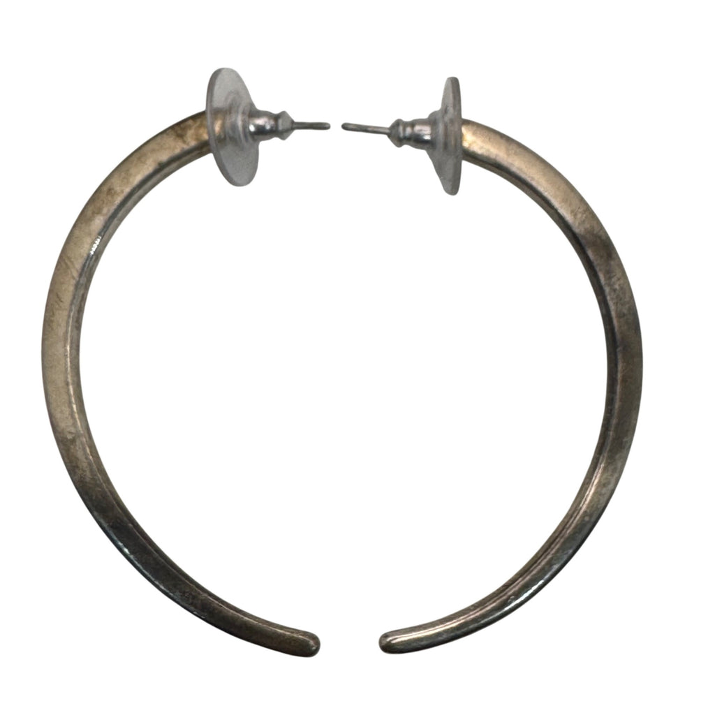 Vintage Sterling Silver Open Half Hoop Earrings Lightweight Classic Design 2.25"