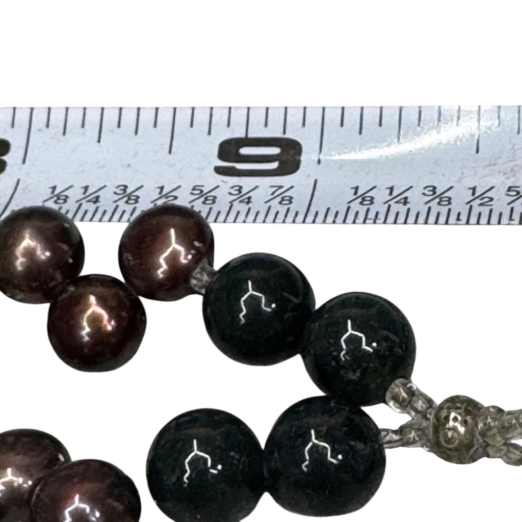 Natural Pearls Statement Picture Jasper Beaded Necklace Sterling Clasp 20" Vtg