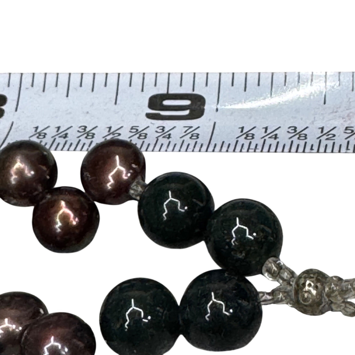 Natural Pearls Statement Picture Jasper Beaded Necklace Sterling Clasp 20" Vtg