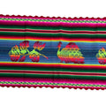 Mexican Table Runner Woven Peacock Rose Design Vibrant Multicolor Stripes 53x13