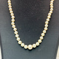 14K White Gold White Akoya Pearl Strand push Lock Clasp Necklace 18" Vintage
