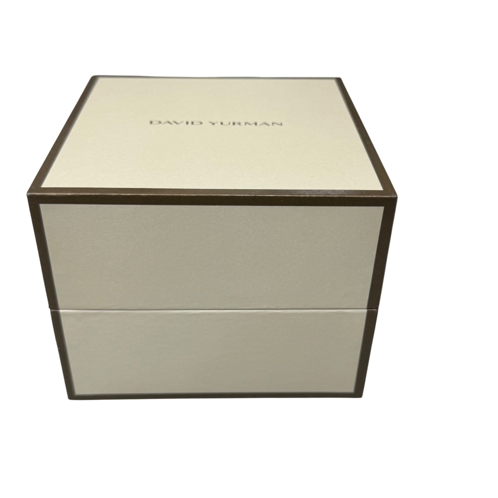 David Yurman Jewelry Box Beige Authentic Gift Storage Brown Accents 5"x5"x4.5"