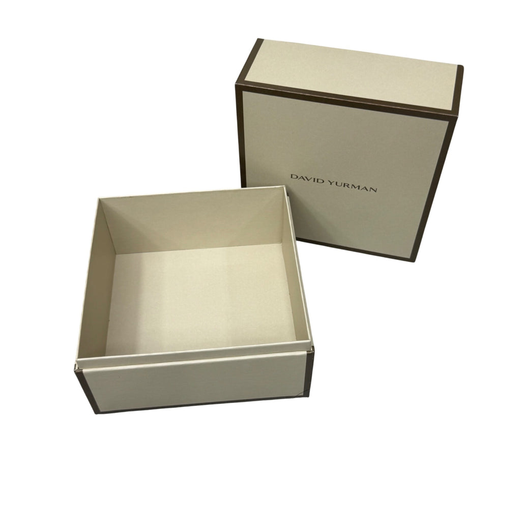 David Yurman Jewelry Box Beige Authentic Gift Storage Brown Accents 5"x5"x4.5"