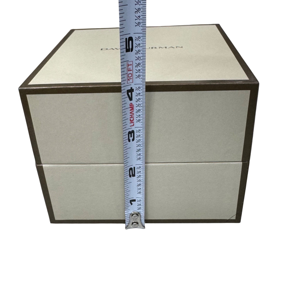 David Yurman Jewelry Box Beige Authentic Gift Storage Brown Accents 5"x5"x4.5"