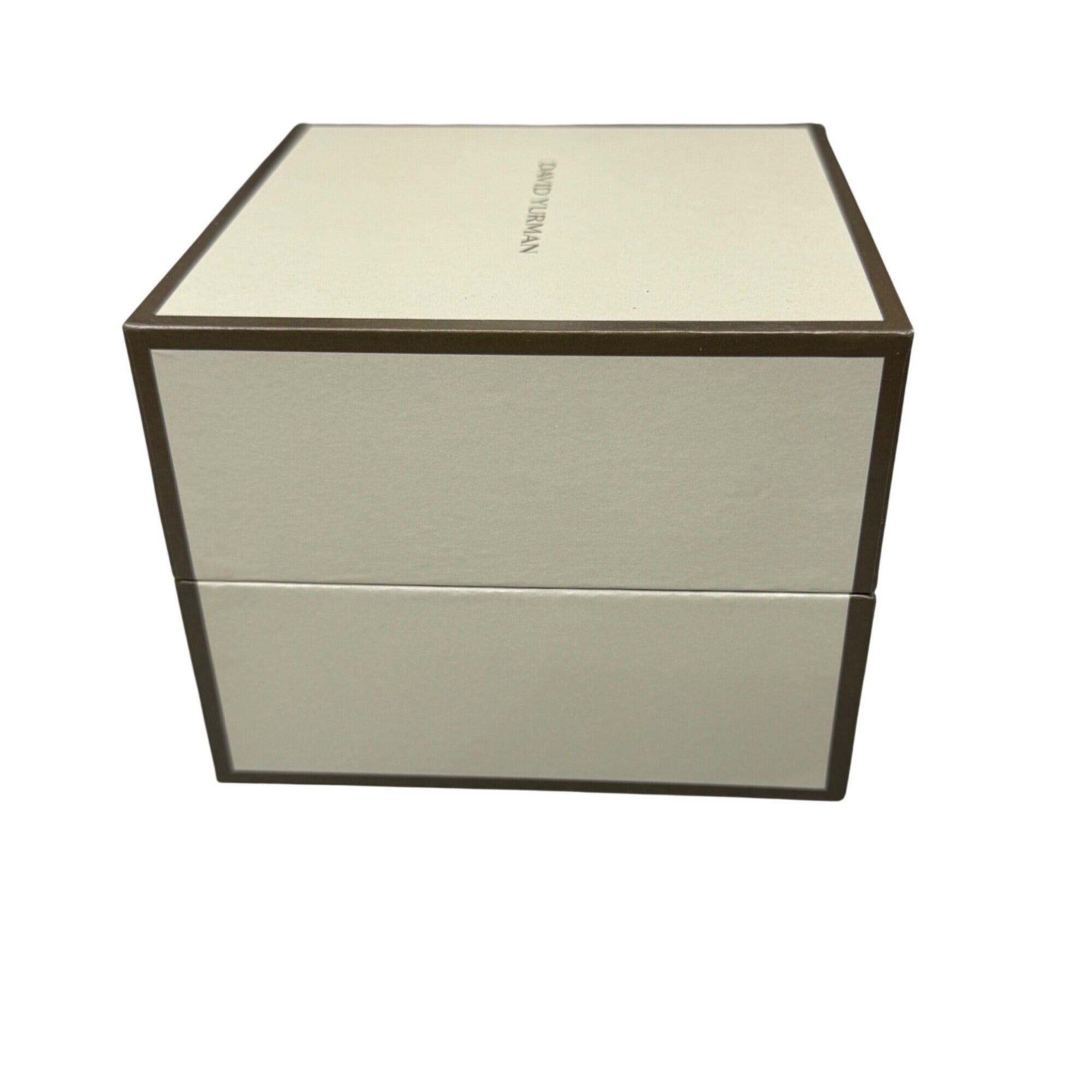 David Yurman Jewelry Box Beige Authentic Gift Storage Brown Accents 5"x5"x4.5"