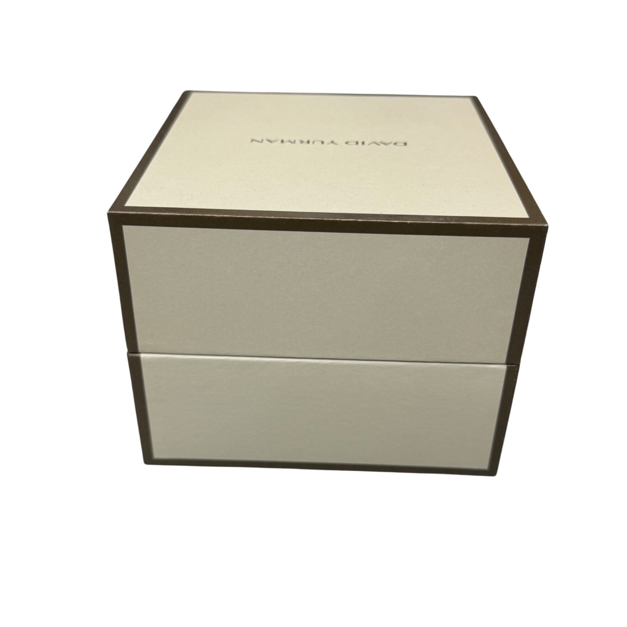 David Yurman Jewelry Box Beige Authentic Gift Storage Brown Accents 5"x5"x4.5"