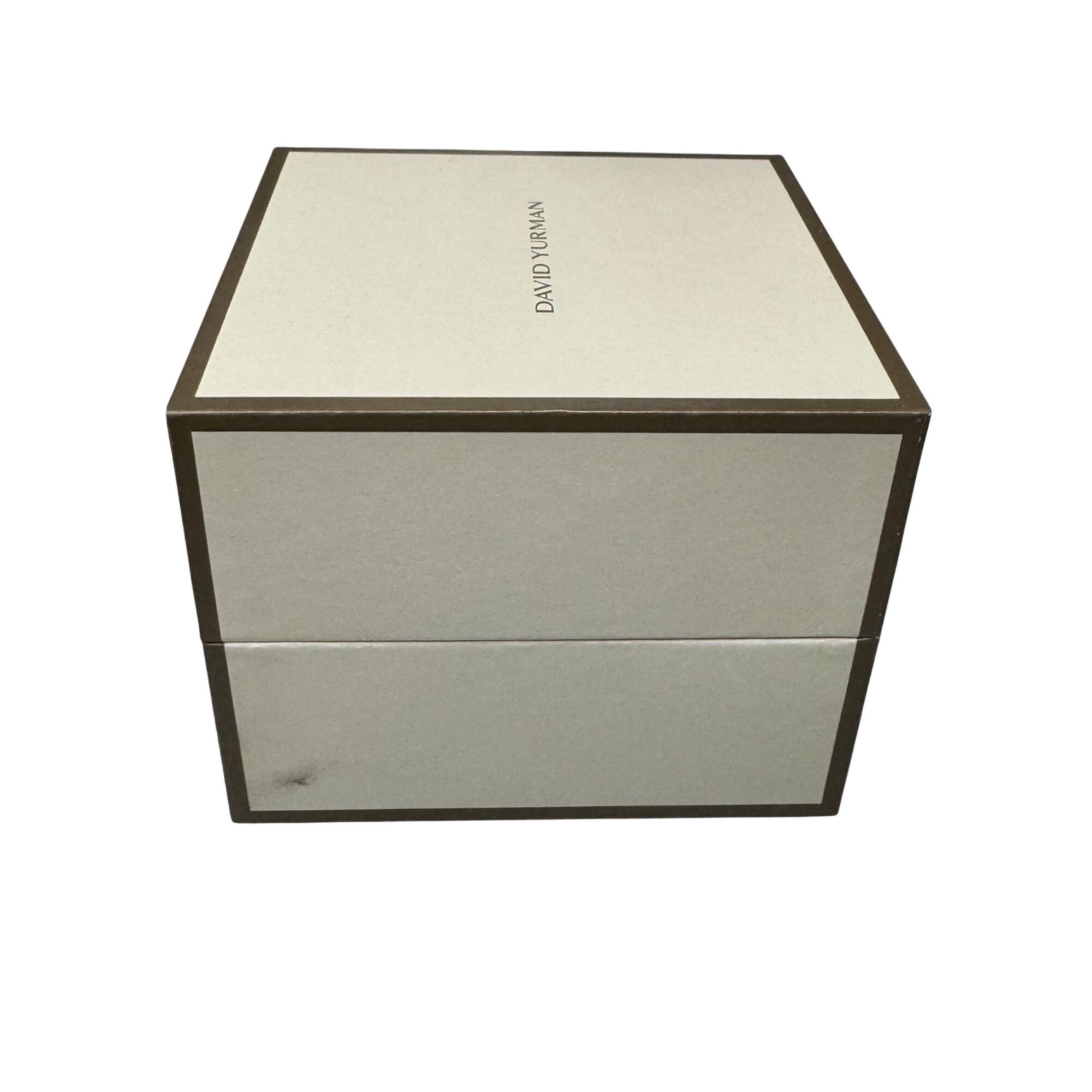 David Yurman Jewelry Box Beige Authentic Gift Storage Brown Accents 5"x5"x4.5"