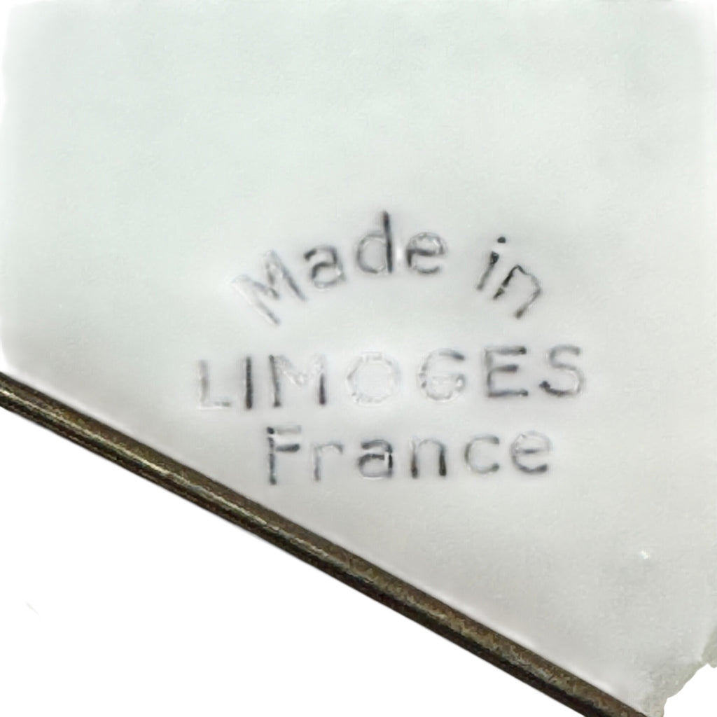 Limoges Porcelain Rose Brooch Vintage 40s France Hand Painted Floral Signed