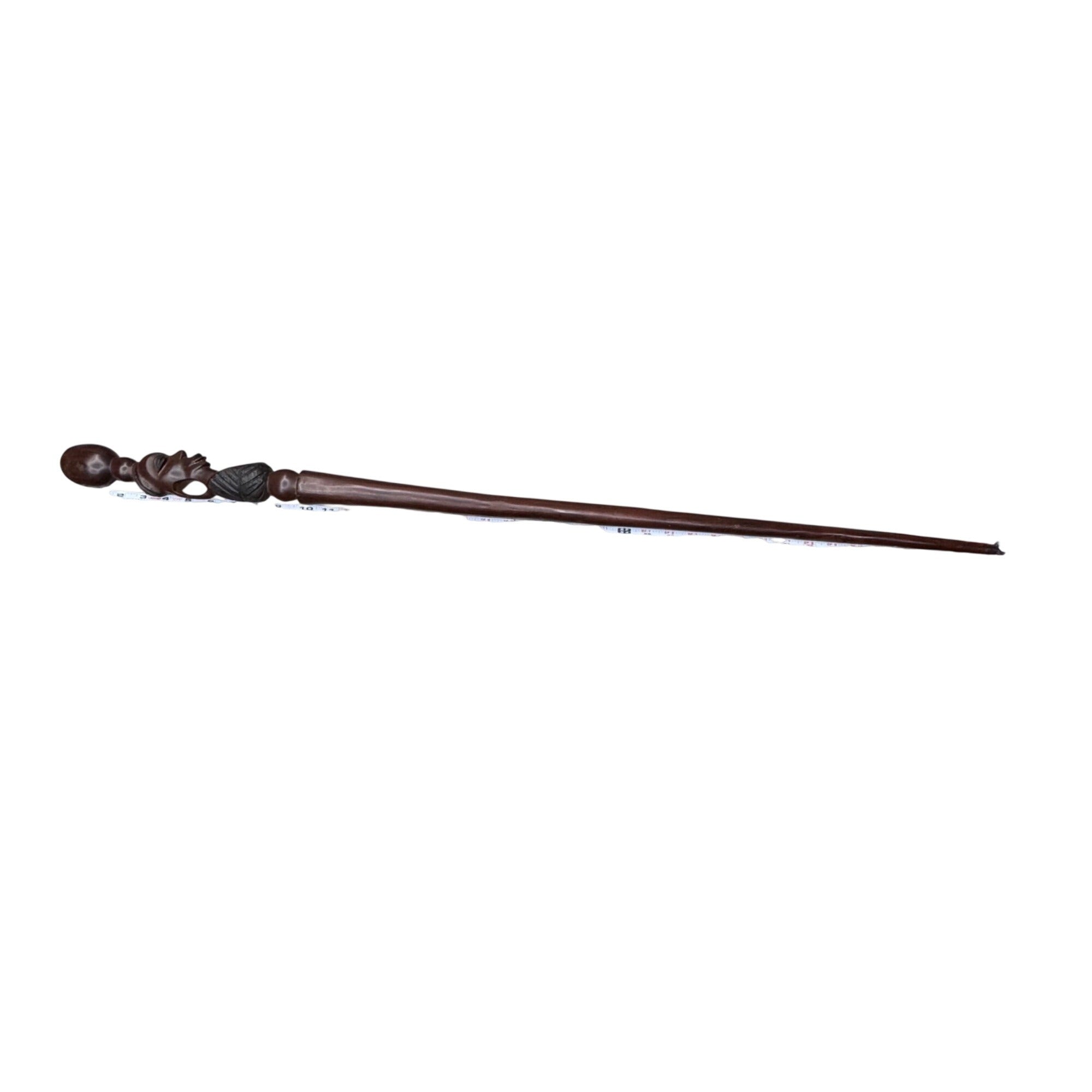 Vintage African Hand Carved Wooden Walking Stick Cane Woman Tribal 40" Estate