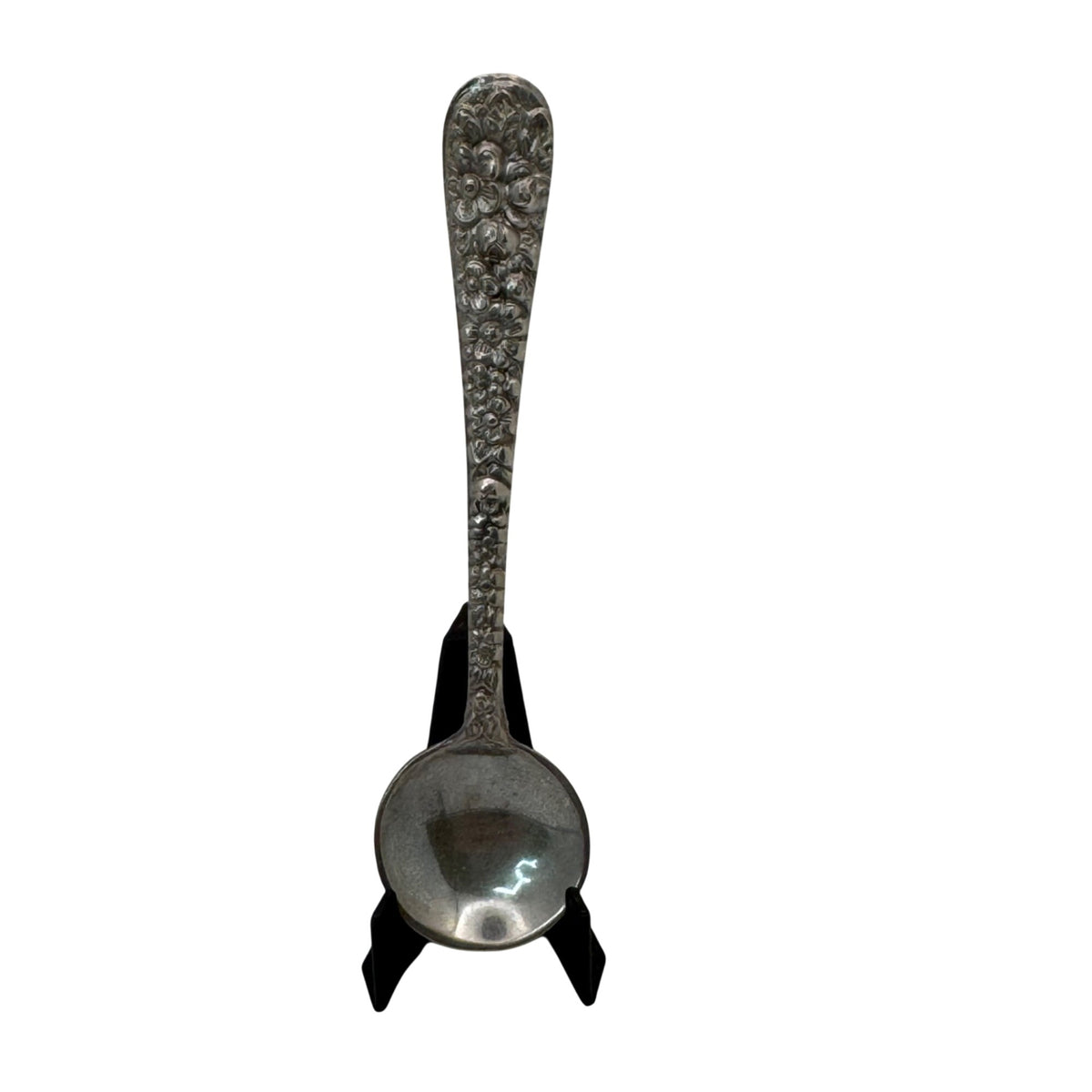 Steiff Repousse Rose Sterling Silver Spoon Floral Pattern Brooch 4.71g 3" Ladle